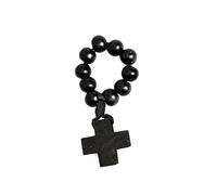 Obotsnoi Religious Wood Bead Rosary Finger Chain Decorated with Faith Symbol for Believers Prayer Beads and Hope Symbol Finger Rosary Chain