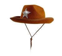 Obotsnoi Shimmering Star Fedora Hats For Children Breathable Western Design For Halloween & School Performances Rhinestones Decorated Cowboy Hats