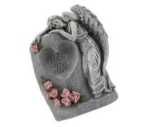Obotsnoi Solar Power Outdoor Angelic Vase Memorials Decoration Weather Resistant Resins Statue for Garden Cemeteries Ornament Resins Angel Memorials Vase
