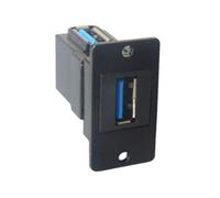 Obotsnoi Square Panel Mounted USB3.0 Two Interfaces Socket Space Saving Installation 5Gbps Fast Speed Transfer for Home Office Electronics Black Panel Mount USB Port