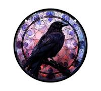 Obotsnoi Stained Glass Window Hanging Ravens Suncatchers Colorful Panel Wall Art Decors For Balconies Yard Wall Garden Colorful Panel