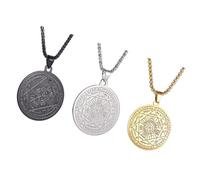 Obotsnoi Symbolic Divination Charm Necklace Stainless Steel Adjustable Chain Jewelry for Believers Spiritual Accessory Faith Inspired Round Pendant Necklace
