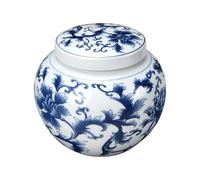 Obotsnoi Traditional Ceramic Memorial Urn with Floral Motifs -Purpose Home & Display Ceramic Jar with Favorable Patterns