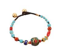 Obotsnoi Unique Tibetan Nepalese Beaded Elegant Wristband for All Occasions Using Turquoise and Copper Accents Nepalese Bead