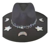 Obotsnoi Western Suncatchers Straw Sun Hat Rainbow Prisms Effects Star Moon Cutouts And Ventilated For Music Festivals Picnics Suncatchers Straw Hat