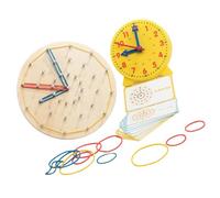 Obotsnoi Wood and Learning Clock for Early Education Time Concepts Shapes Colors Cognitive Development Learning Clock for Kids