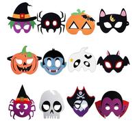 OBOVO 12PCS Halloween Masks - Cosplay Felt Masks for Kids: Witch, Pumpkin, Skull