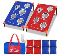 OBOVO Cornhole Game, Corn Hole Toss Set with 5 Scoring Holes for Backyard, Lawn, Beach Games Camping Corn Hole Outdoor Games