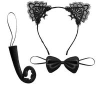 OBOVO Halloween Cat Ears Costumes, Makeup Party Lace Cat Ears Headband, Alloween Costumes Accessories Carnival Party Masquerade Cosplay Sweet Sexy Women Lace Hair Accessories
