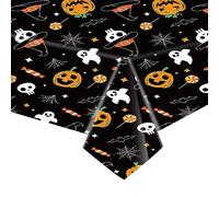 OBOVO Halloween Table Cloth, 137x274 Cm, Black Plastic Rectangular Waterproof Table Cover, For Halloween Party Decorations