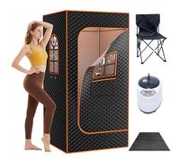 Obqer Sauna, Full-Size Portable Sauna, 15min Fast Rapid Heating, 9 Levels Adjustable Temperature, Timer, Relax Muscles, Promotes Beauty, Home Sauna Steam Room with Steamer, Folding Chair & Floor Mat