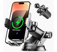OBRFFE Wireless Car Charger Mount Auto Clamping, 15W Fast Charging Car Phone Holder Charger for Dash Windshield Vent for iPhone 17 16 15 14 13 12 Pro Max, Samsung Galaxy S25 S24+ S23 Ultra S22 S21+