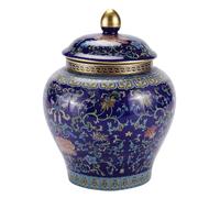 Obriskus Chinoiserie Ginger Jar, porcelain ornaments - Blue Ceramic Decorative Jar with Lid for Traditional Home Decor, Tea, Dried Fruits, and Cereal Storage(Color:Blue)