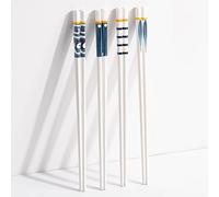 Obrlinaye 4 Pairs Ceramic Chopsticks Reusable Japanese Ceramic Chopsticks Porcelain Chopsticks Dishwasher Safe Blue Ceramic Chopsticks for Sushi, Fruits, Snacks Made in China