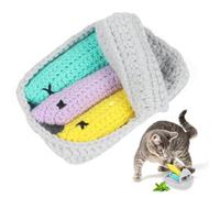 Obrlinaye Crochet Catnip Toys Sardine Fish Tin Cat Toy, Yarn Fish Catnip Toy for Cats Safe Teeth Cleaning Toy for Indoor Exercise, Interactive Cat Kicker Kitty Gifts for Cat Lover