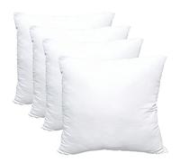 Obruosci Luxury Set of 4 Throw Pillow Inserts, 16 x 16 Hypoallergenic Ultra Soft White Polyester Microfiber Durable Couch Cushion Fillers