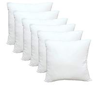 Obruosci Luxury Set of 6 Throw Pillow Inserts, 18 x 18 Hypoallergenic Ultra Soft White Polyester Microfiber Durable Couch Cushion Fillers