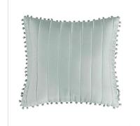 OBS Modern Beautiful Bedspread Quilted Bed Throw Pom Pom Bedding Pillow Shams Single Double King Size (Silver, Filled Cushion 17" x 17")