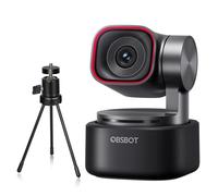 OBSBOT Tiny 3 with Tripod, PTZ 4K Webcam 1080P@120fps DGG HDR, PC Camera with AI Tracking, Tri-Mic Array, Voice Locator, Gesture Control, Voice Control, PDAF Autofocus, Ideal for Meeting or Streaming