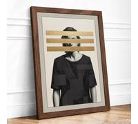 Obscured Identity Modern Framed Wall Art Print A4 (29.7×21cm) Walnut, Wall Decor for Living Room, Bedroom, Office & Home, Ready to Hang, Art Gift