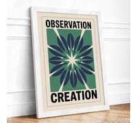 Observation and Creation Geometric Framed Wall Art Print A4 (29.7×21cm) White, Wall Decor for Living Room, Bedroom, Office & Home, Ready to Hang, Art Gift