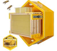 Observation Beehive Starter Kit Indoor Wall-Mounted Beehive with 3 Frames & 6 Honeycomb Trays, Hexagon Bee Hive with Acrylic Viewing Window, for Beekeeping Enthusiasts, Bee Farm