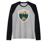 Observe Flying Eagles Above the Remote Pine Tree Forests Raglan Baseball Tee