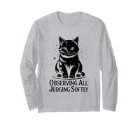Observing All Judging Softly Cat Lover Feline Pet Meow Cats Long Sleeve T-Shirt