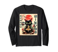 Obsessed with Ramen Kimono Cat Japanese Text Long Sleeve T-Shirt