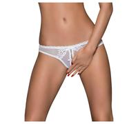 Obsessive Alabastra - Floral Bow Open-Front Thong - White - L/XL