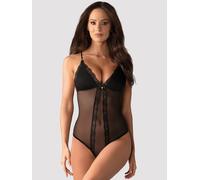 Obsessive Black Mesh Crotchless Sheer Lace Open Back Body - L / XL - Black Black