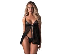 Obsessive Blomentis - Lace Babydoll Set (Black) - M/L