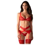 Obsessive Cupid Desir - Lace Lingerie Set (Red) - L/XL