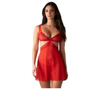 Obsessive Cupide Desir - Sheer Lace Nightdress Set (Red) - L/XL