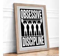 Obsessive Discipline Typography Framed Wall Art Print A3 (42×29.7cm) Oak, Wall Decor for Living Room, Bedroom, Office & Home, Ready to Hang, Art Gift