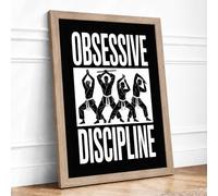 Obsessive Discipline Typography Framed Wall Art Print A3 (42×29.7cm) Oak, Wall Decor for Living Room, Bedroom, Office & Home, Ready to Hang, Art Gift