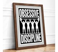 Obsessive Discipline Typography Framed Wall Art Print A3 (42×29.7cm) Walnut, Wall Decor for Living Room, Bedroom, Office & Home, Ready to Hang, Art Gift