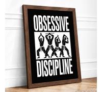 Obsessive Discipline Typography Framed Wall Art Print A3 (42×29.7cm) Walnut, Wall Decor for Living Room, Bedroom, Office & Home, Ready to Hang, Art Gift