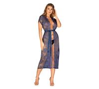 Obsessive Flowlace Peignoir Robe - Blue - S/M