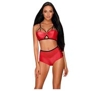 Obsessive Leatheria - Faux Leather Bra Set (Red) - S/M