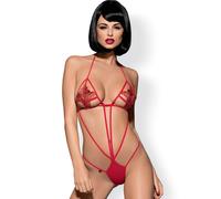 Obsessive Luiza - Tulip-Embellished Strappy Bodysuit - Red (S/M)