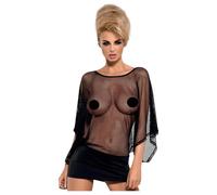 Obsessive Punker - Sheer Black Mini Dress & Thong Set - L/XL