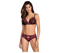 Obsessive Tulia - Lace Lingerie Set (Black-Pink)