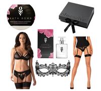 Obsessive Wonderia - Lingerie Gift Box Set - 6 Pieces (Black) - L/XL