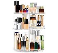 OBSGUMU Makeup Organiser Rotating, Acrylic Make Up Organiser, 360° Skincare Organiser Rotating for Perfume Cosmetic, Adjustable Large Capacity Spinning Makeup Organiser for Women, Girls (Transparent)