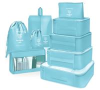 OBSGUMU Packing Cubes for Suitcases,9 Pcs Luggage Packing Organizers Bags,Compression Organiser Bags for Backpack,Travel Essentials Clothes Shoes Storage Bag(Blue)