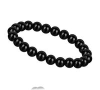 Obsidian Bracelet for Men Women, Black Agate Lava Crystal Bead Protection Grounding Stretch Bracelet, Handmade Beaded Stone Jewelry for Good Luck Courage Attract Money Wealth Prosperity Positive