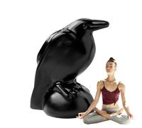 Obsidian Crow Sculpture - Handmade Crystal Bird Figurine, Small Crystal Raven Statue | Raven Spiritual Symbol Obsidian Handmade Lucky Bird Statue Natural Stone Crow Figurine for Home