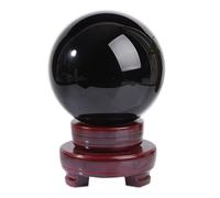 Obsidian Crystal Ball with Stand, Quartz Crystal Gemstone Sphere for Feng Shui Divination Sphere Home Decoration Gift,15cm/5.9in