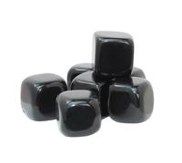 Obsidian Crystal Cube Set - 7 Pieces 1.3 cm Natural Stone Energy Cube - Decorative Stones for Chakra Meditation Reiki Office Home